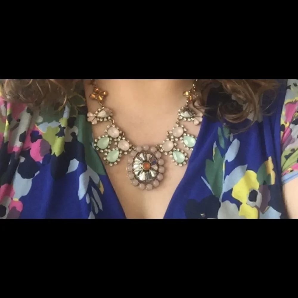 Anthropologie Crystal & Mirror Statement Necklace